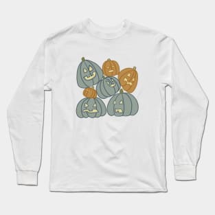 Spooky Pumpkin Patch - blue and orange Long Sleeve T-Shirt